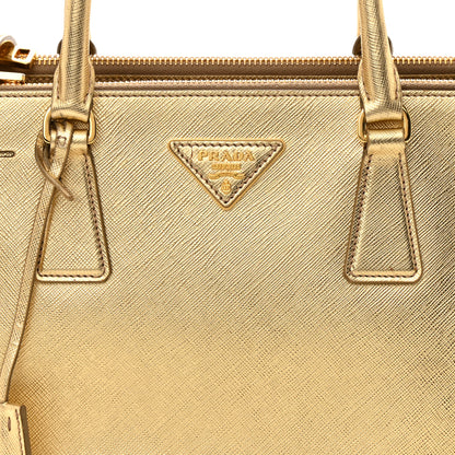 Prada Metallic Saffiano Small Galleria Double Zip Tote Platino 10 of 28