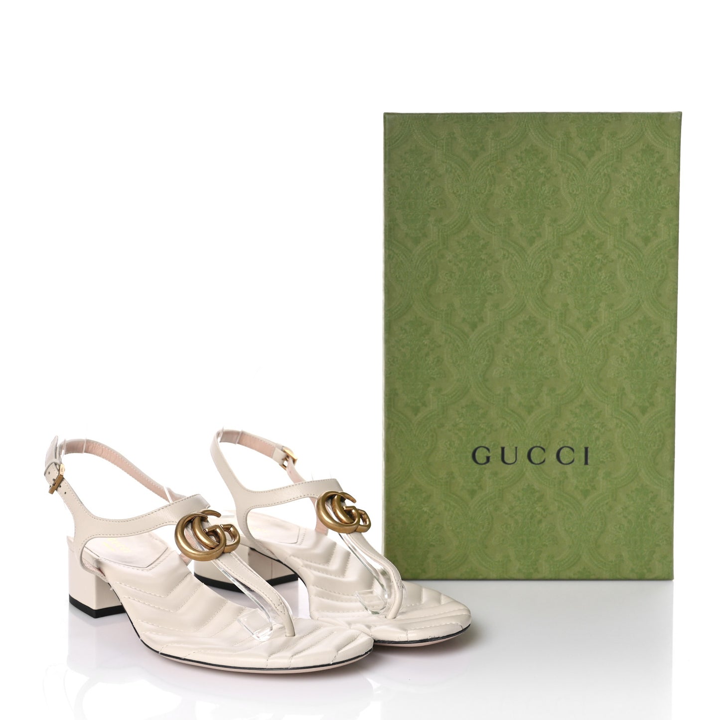 Nappa Matelasse Double G 35mm Thong Sandals 38.5 Mystic White
