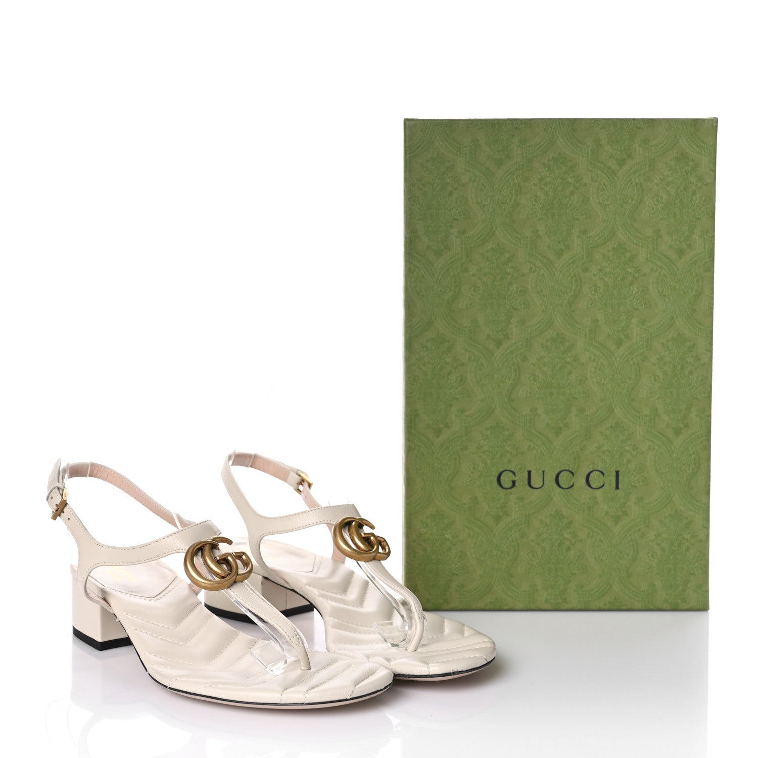 Gucci Nappa Matelasse Double G 35mm Thong Sandals 38.5 Mystic White 11 of 11