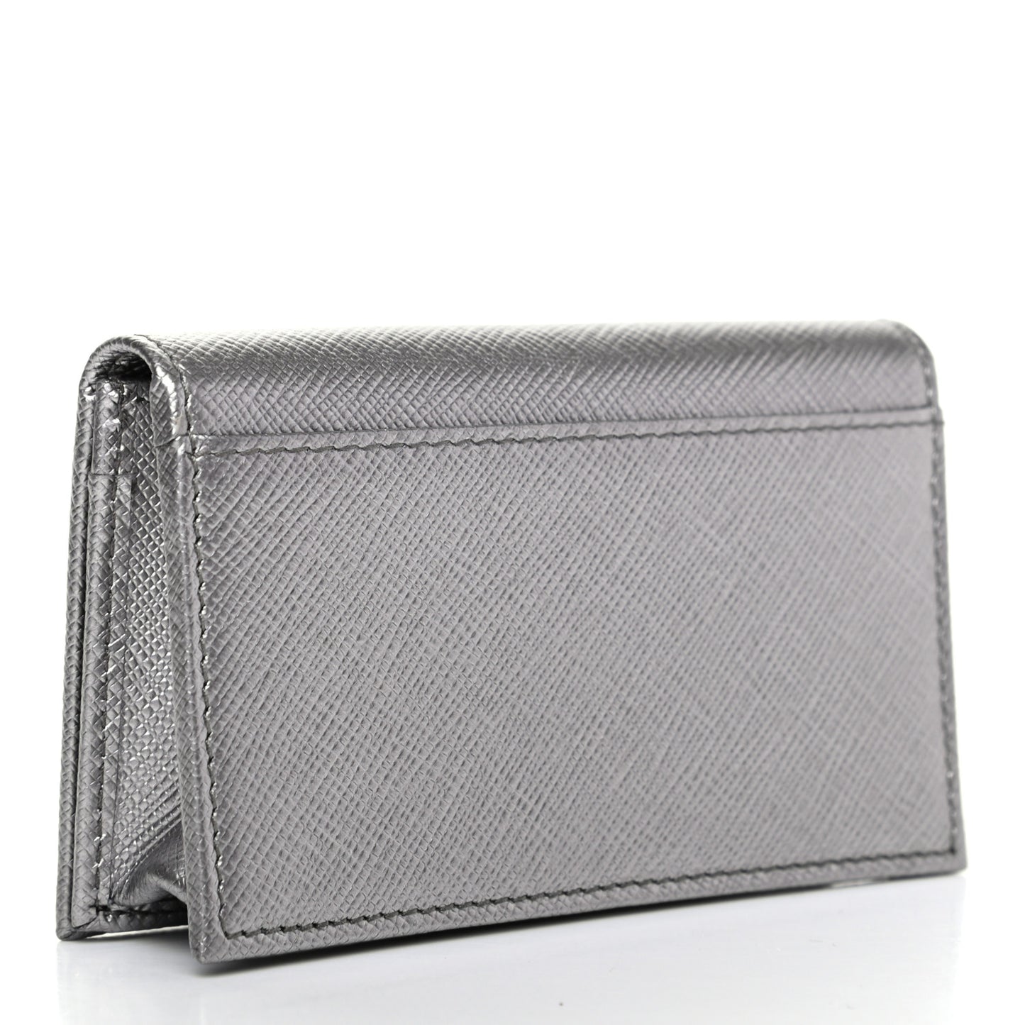 Metallic Saffiano Card Holder Cromo