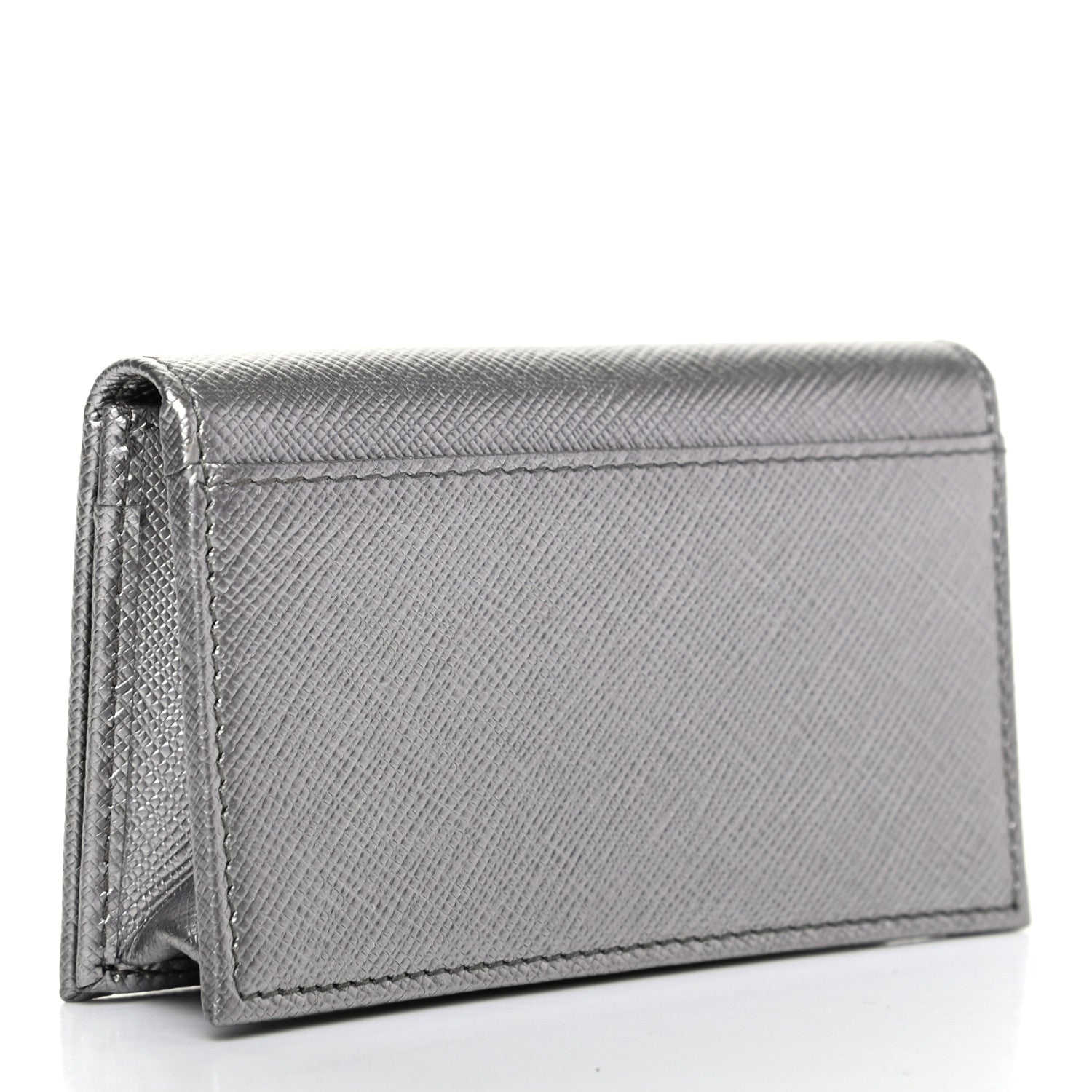 Prada Metallic Saffiano Card Holder Cromo 3 of 8