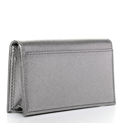 Prada Metallic Saffiano Card Holder Cromo 3 of 8