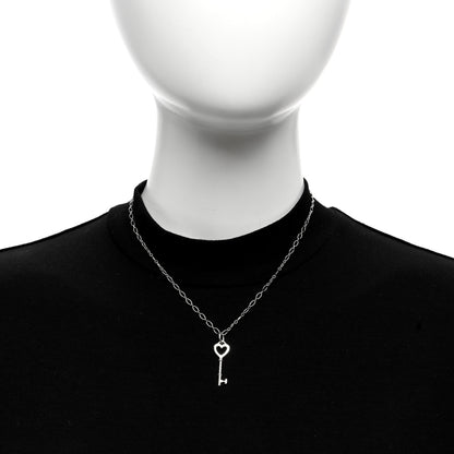 Tiffany Sterling Silver Small Heart Key Pendant Necklace 3 of 5
