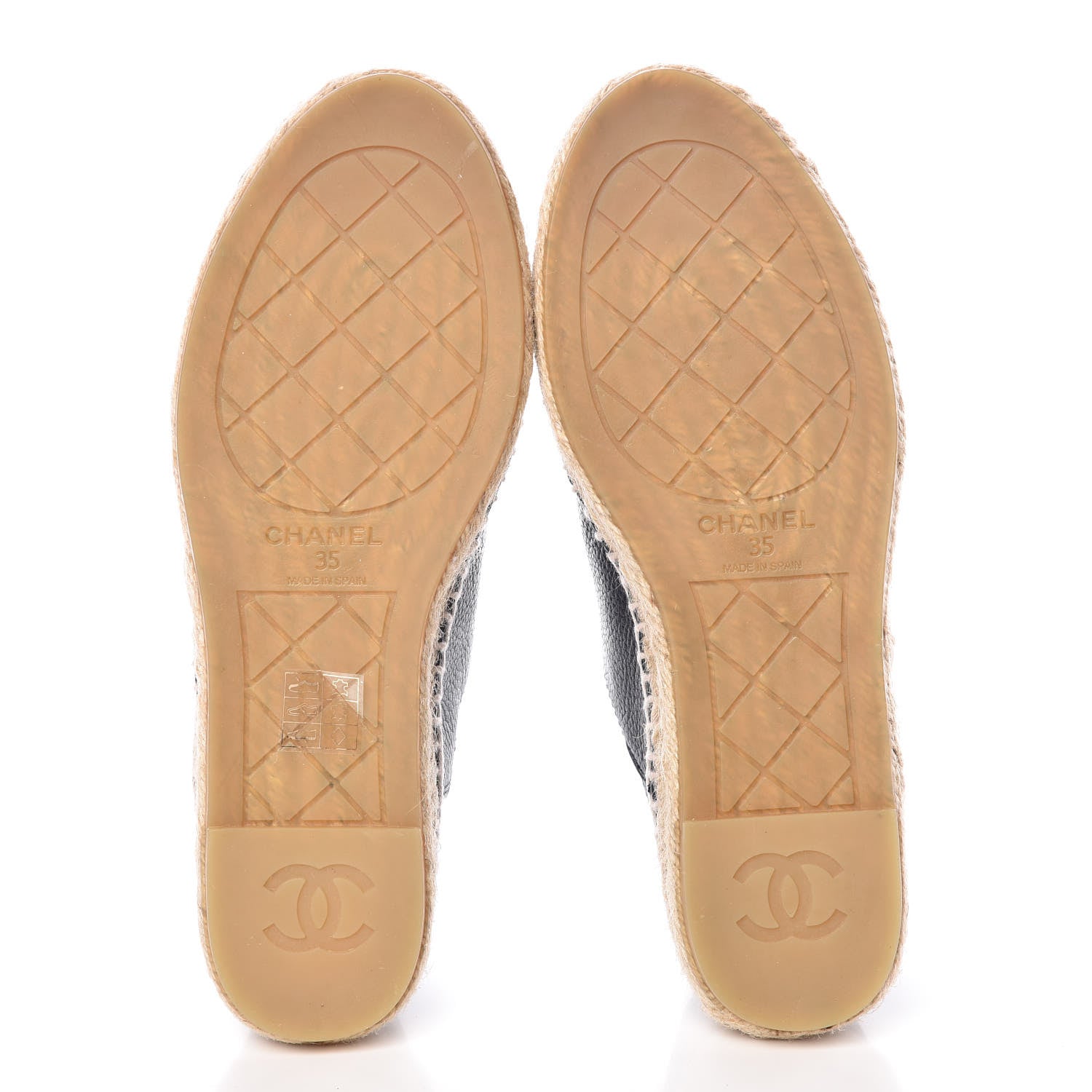 Chanel Grained Calfskin CC Espadrilles 35 Black Navy 5 of 11