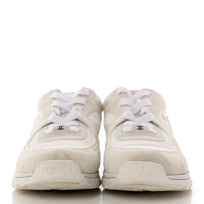 Chanel Suede Calfskin Fabric CC Sneakers 40 White 2 of 10