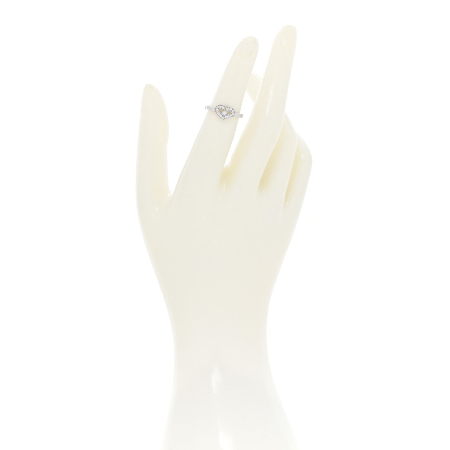 18K White Gold Diamond Small Hearts and Symbols Ring 49 4.75