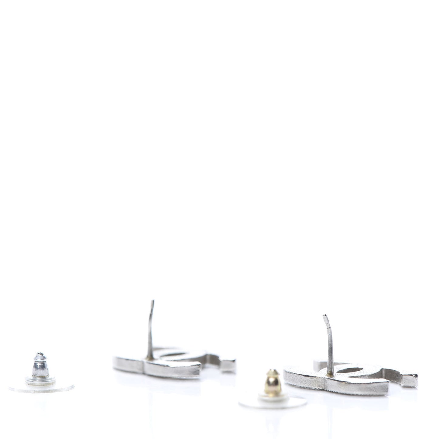 Baguette Crystal CC Earrings Silver