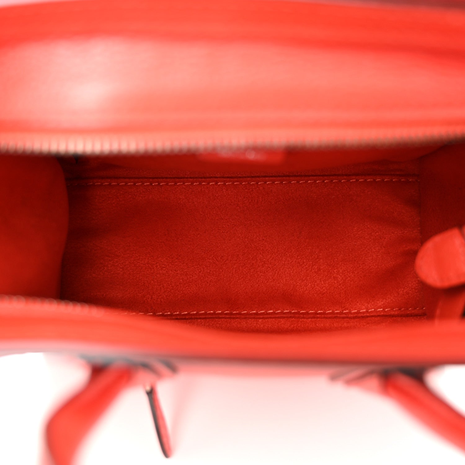 Celine Drummed Calfskin Nano Luggage Vermillion 5 of 11