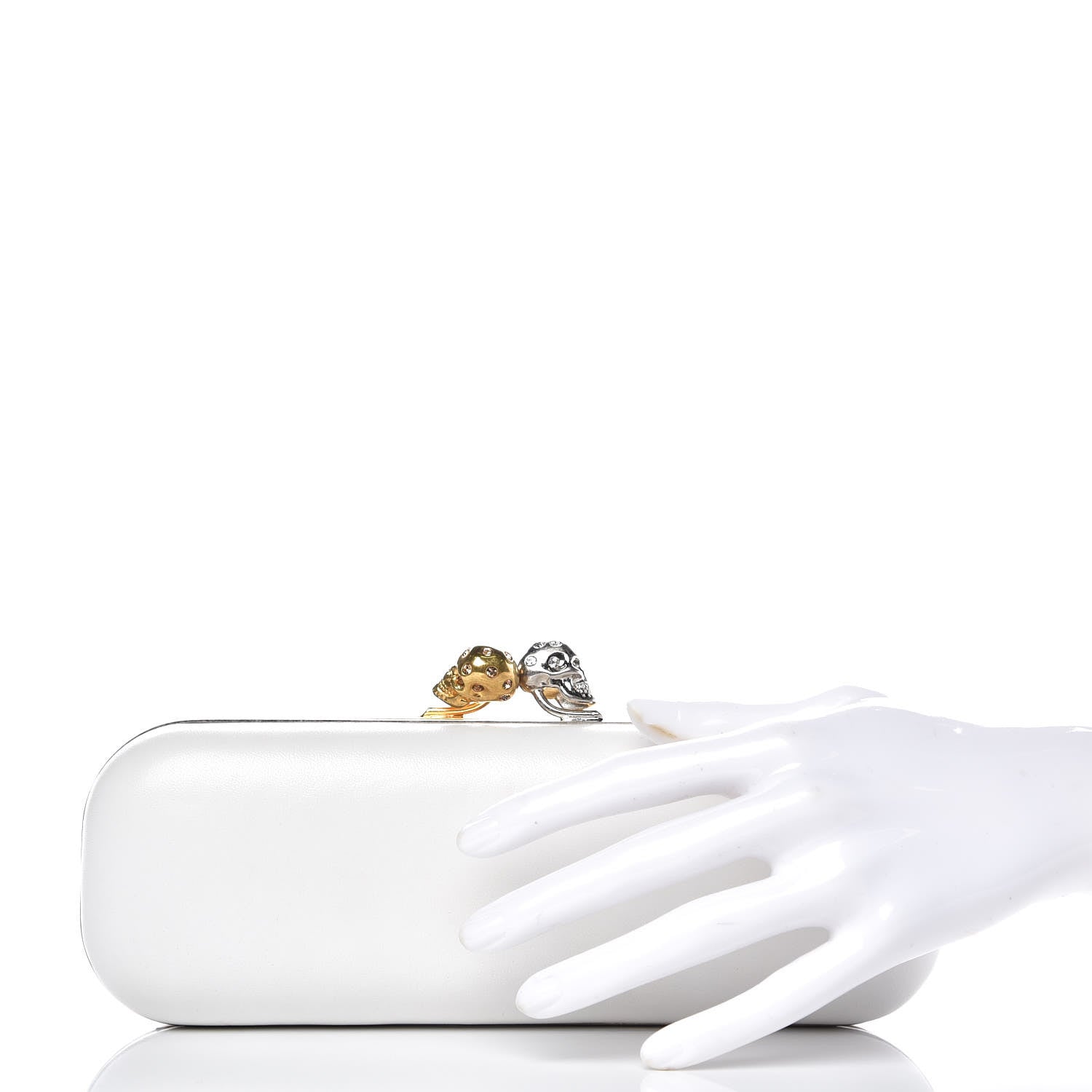Alexander McQueen Nappa Twin Skull Box Clutch Black White 2 of 8