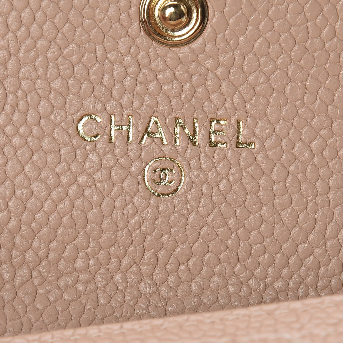 Caviar Quilted Boy Card Holder Wallet Light Beige