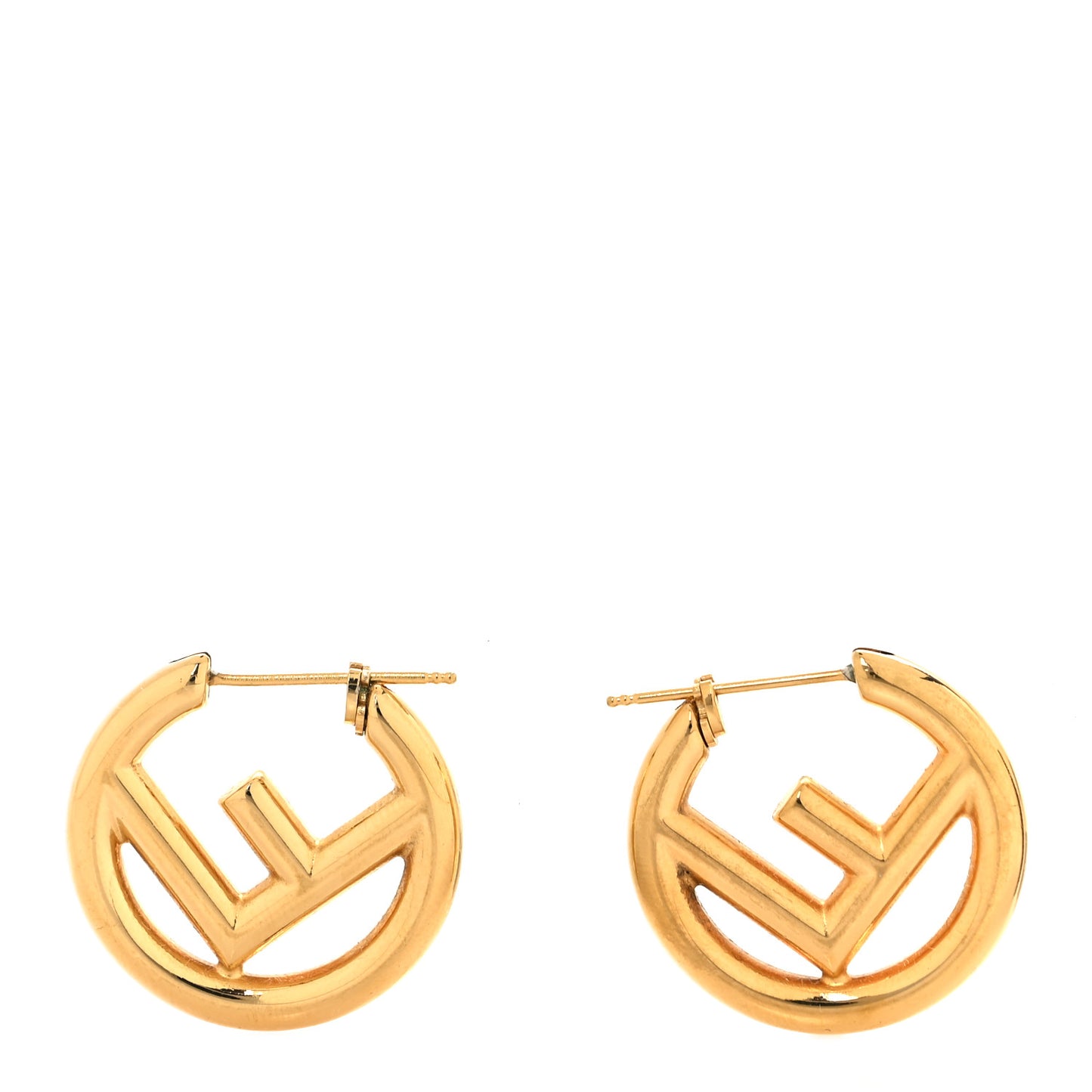 Metal FF Hoop Earrings Gold