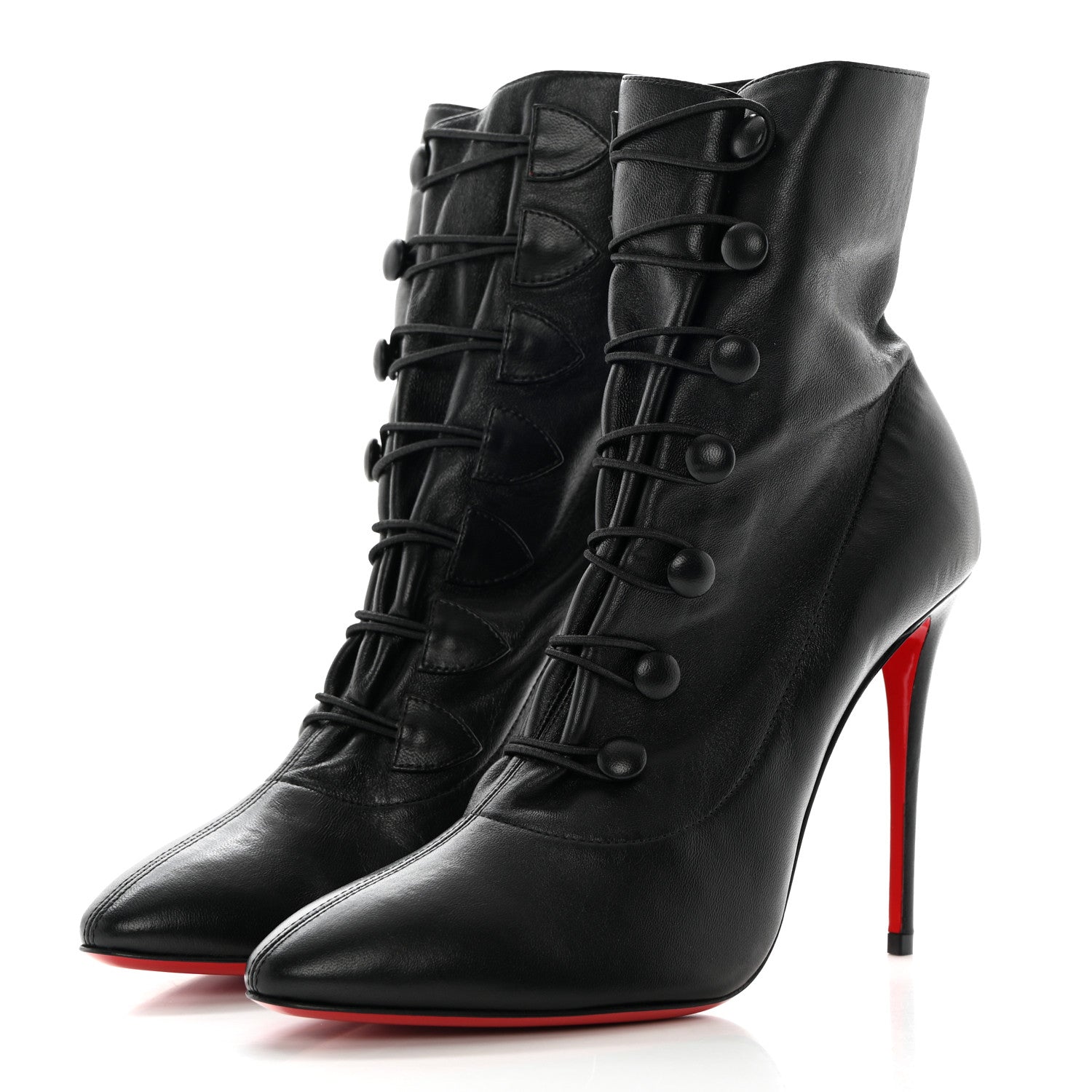 Christian Louboutin Calfskin French Tutu Button Ankle Boot 38 Black 3 of 13
