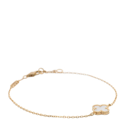 Van Cleef & Arpels 18K Yellow Gold Mother of Pearl Sweet Alhambra Bracelet 1 of 4