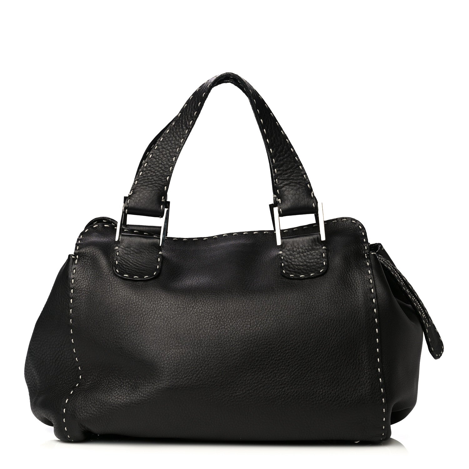 Fendi Calfskin Romano Selleria Satchel Black 2 of 8