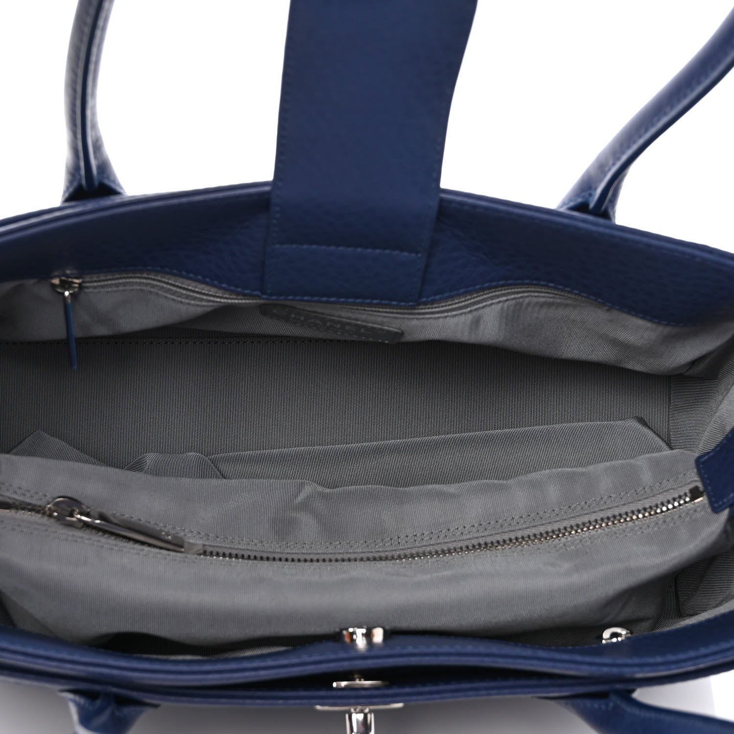 Chanel Calfskin Small Cerf Executive Shopper Tote Navy 5 of 9