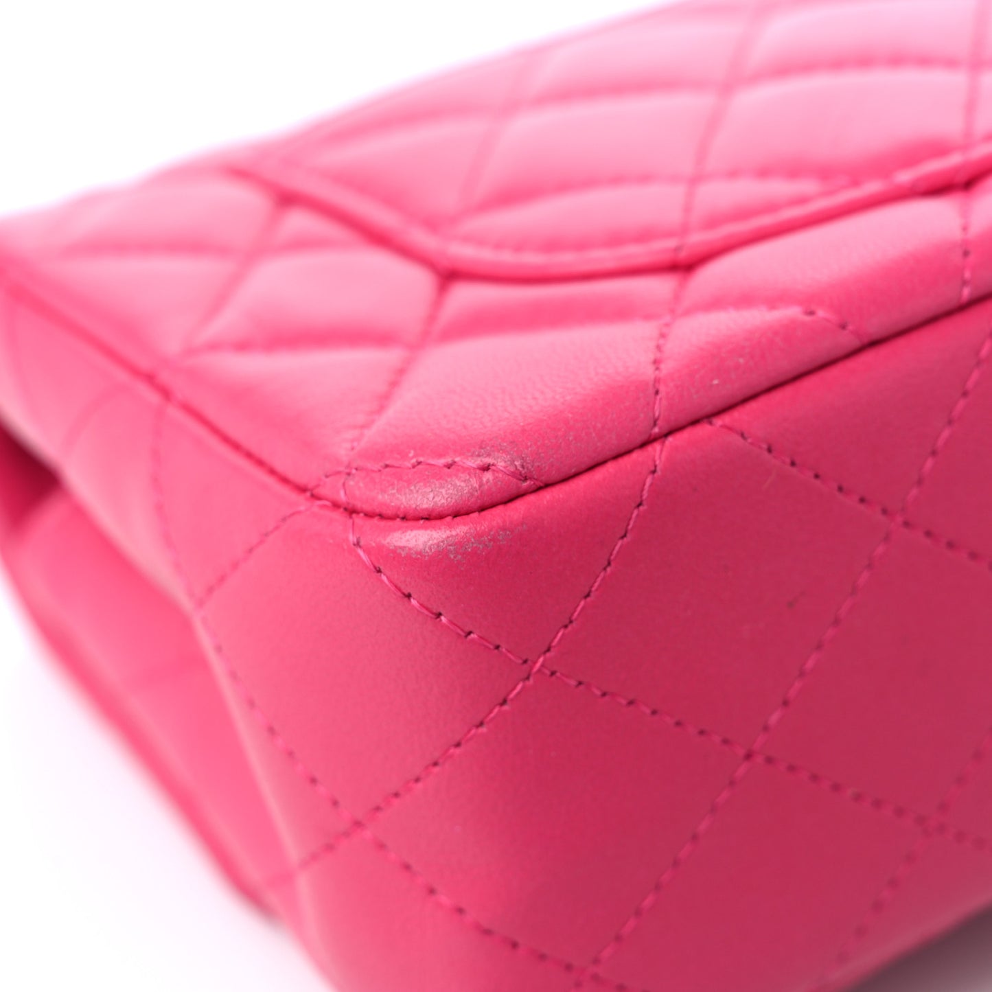 Lambskin Quilted Mini Rectangular Flap Fuchsia