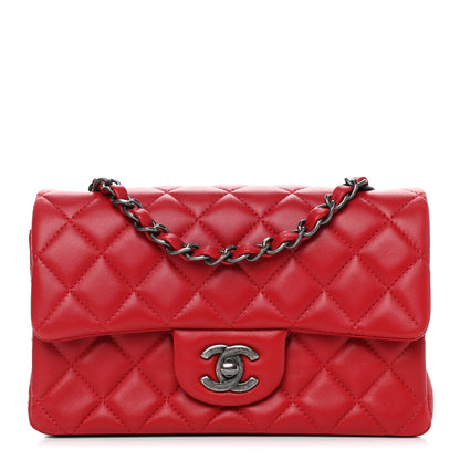 Chanel Lambskin Quilted Mini Rectangular Flap Red 2 of 10