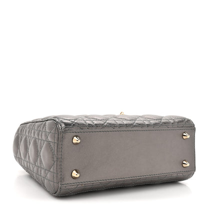 Christian Dior Lambskin Cannage Small My ABCDior Lady Dior Metallic Grey 4 of 11