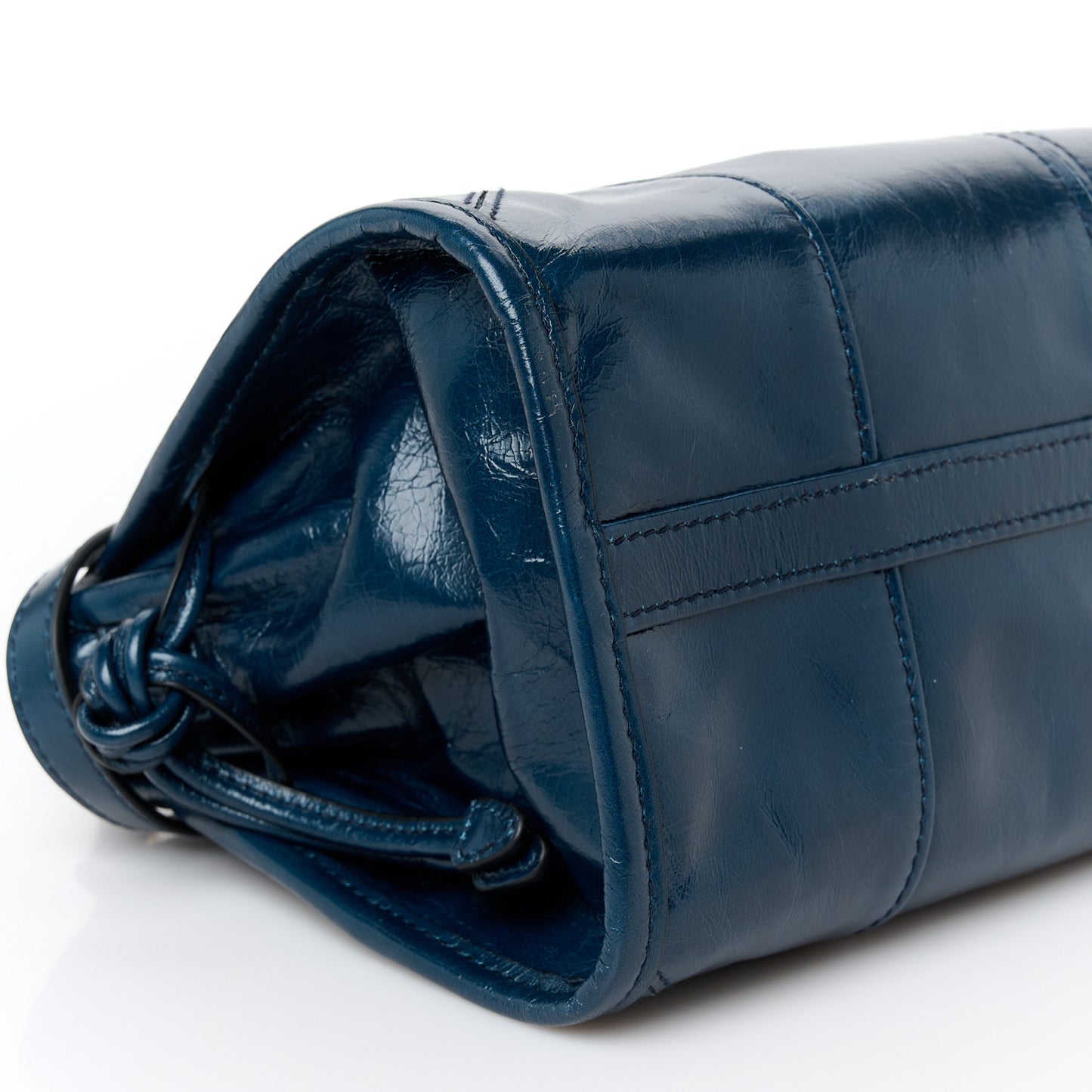 Glossy Calfskin Triangle Small Bonnie Shoulder Bag Denim