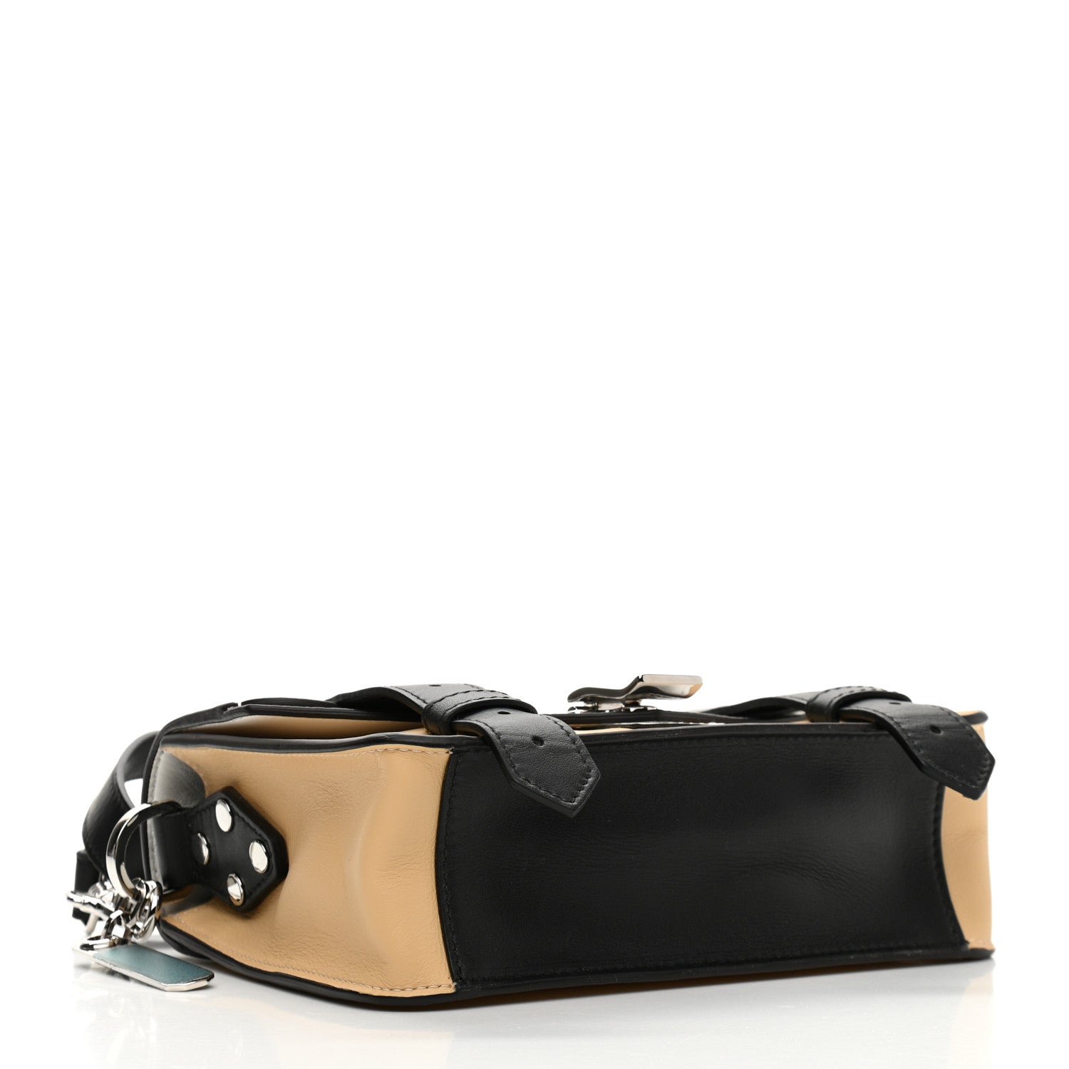 Proenza Schouler Lambskin Snakeskin Embossed PS1 Mini Pouch Messenger Black Sand 4 of 11