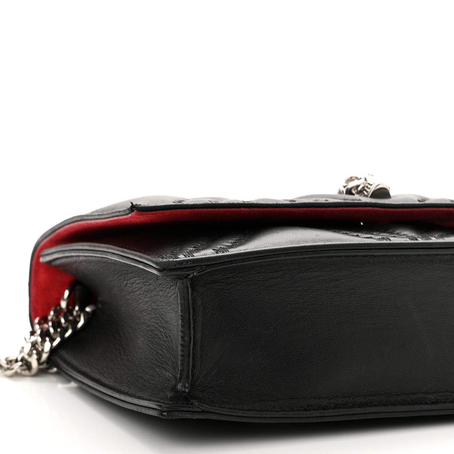 Alexander McQueen Lambskin Floral Stitched Skull Mini Crossbody Bag Black 8 of 9