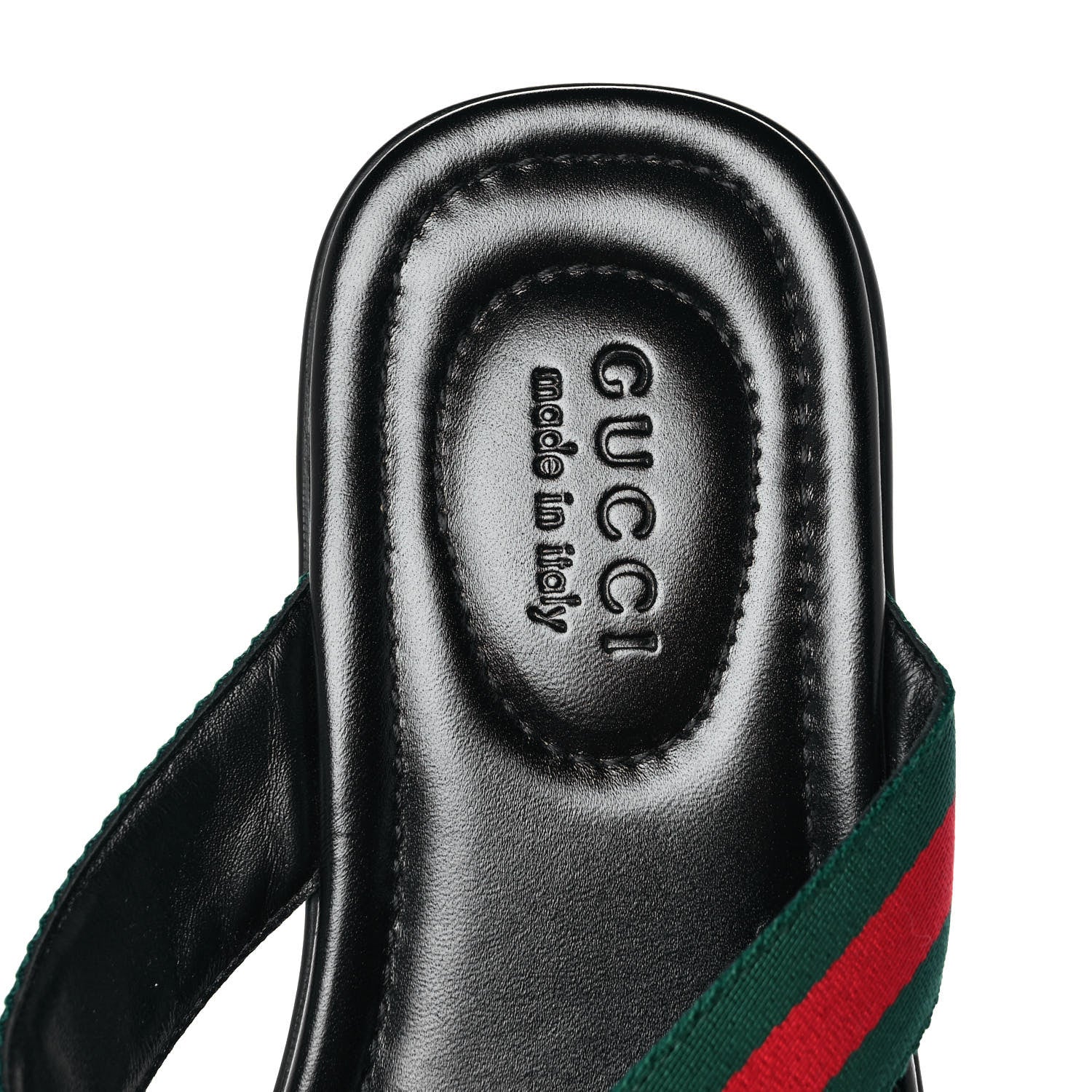 Gucci Nylon Calfskin Web Mens Cleat Sole Thong Sandals 10 Black Red Blue 7 of 10