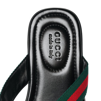Gucci Nylon Calfskin Web Mens Cleat Sole Thong Sandals 10 Black Red Blue 7 of 10
