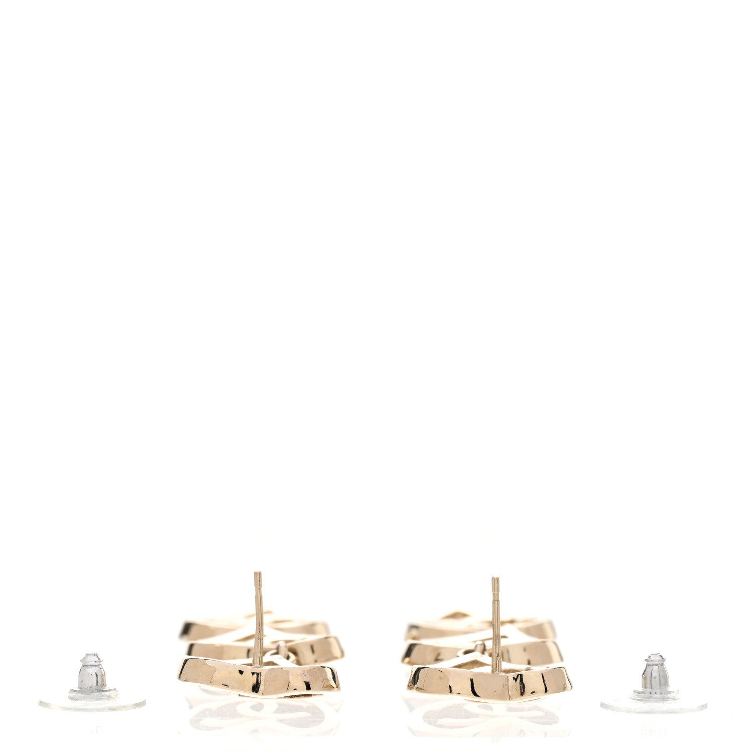Chanel Metal CC Triple Heart Coco In Love Drop Earrings Gold 3 of 5