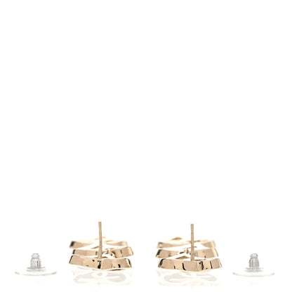 Chanel Metal CC Triple Heart Coco In Love Drop Earrings Gold 3 of 5