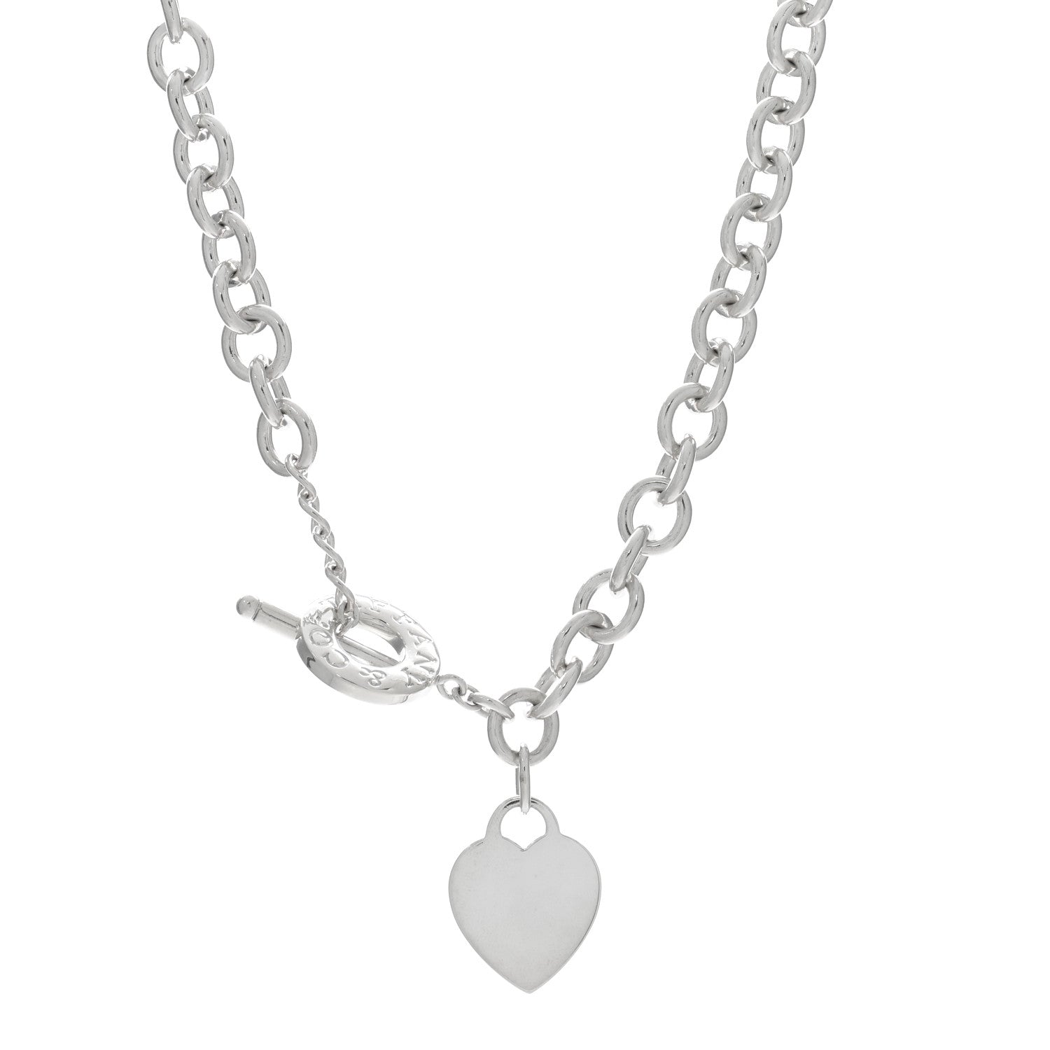 Tiffany Sterling Silver Heart Tag Toggle Necklace 1 of 4