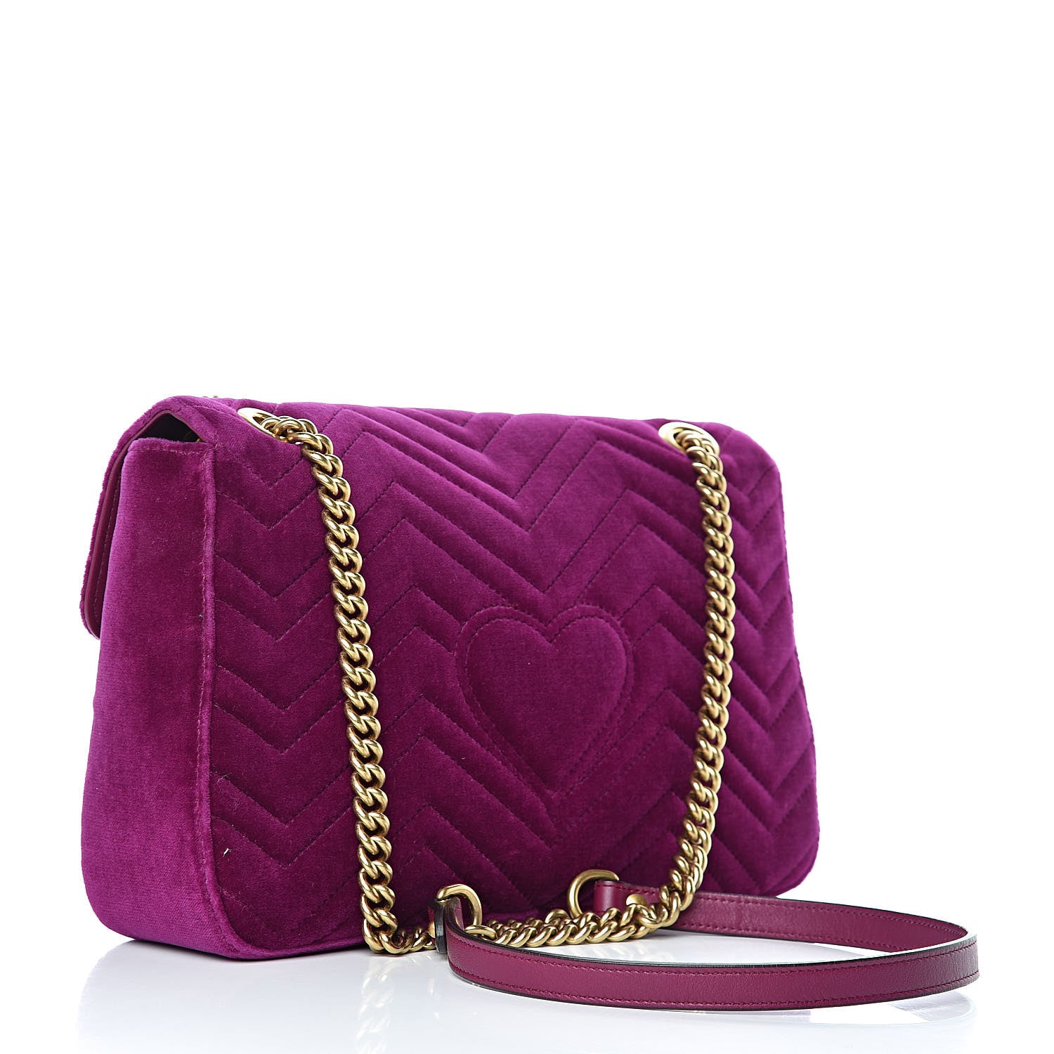 Gucci Velvet Matelasse Medium GG Marmont Shoulder Bag Fuchsia Violet Cyclamen 3 of 11