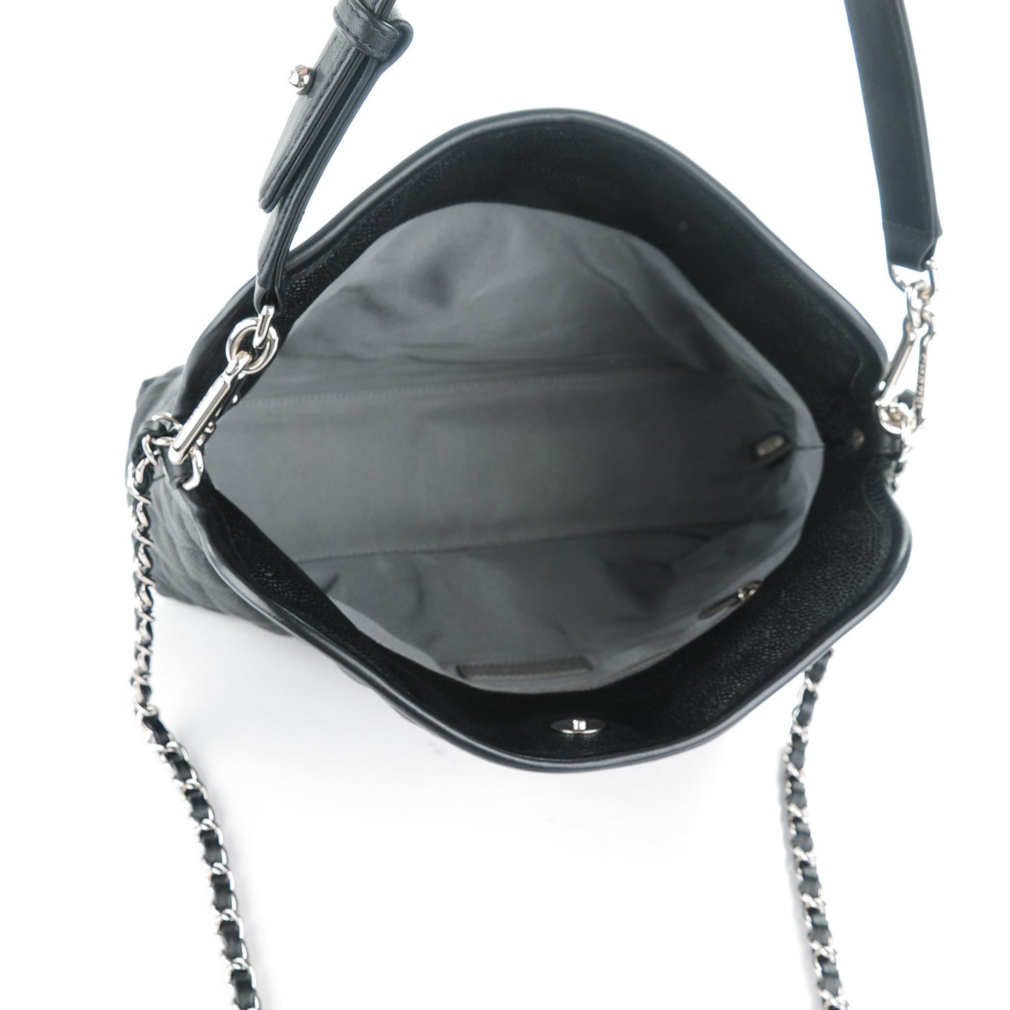 Caviar Quilted French Riviera Hobo Black