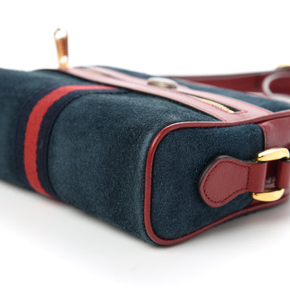Gucci Suede Calfskin Web Mini Ophidia Shoulder Bag New Blue Romantic Cherry 7 of 10