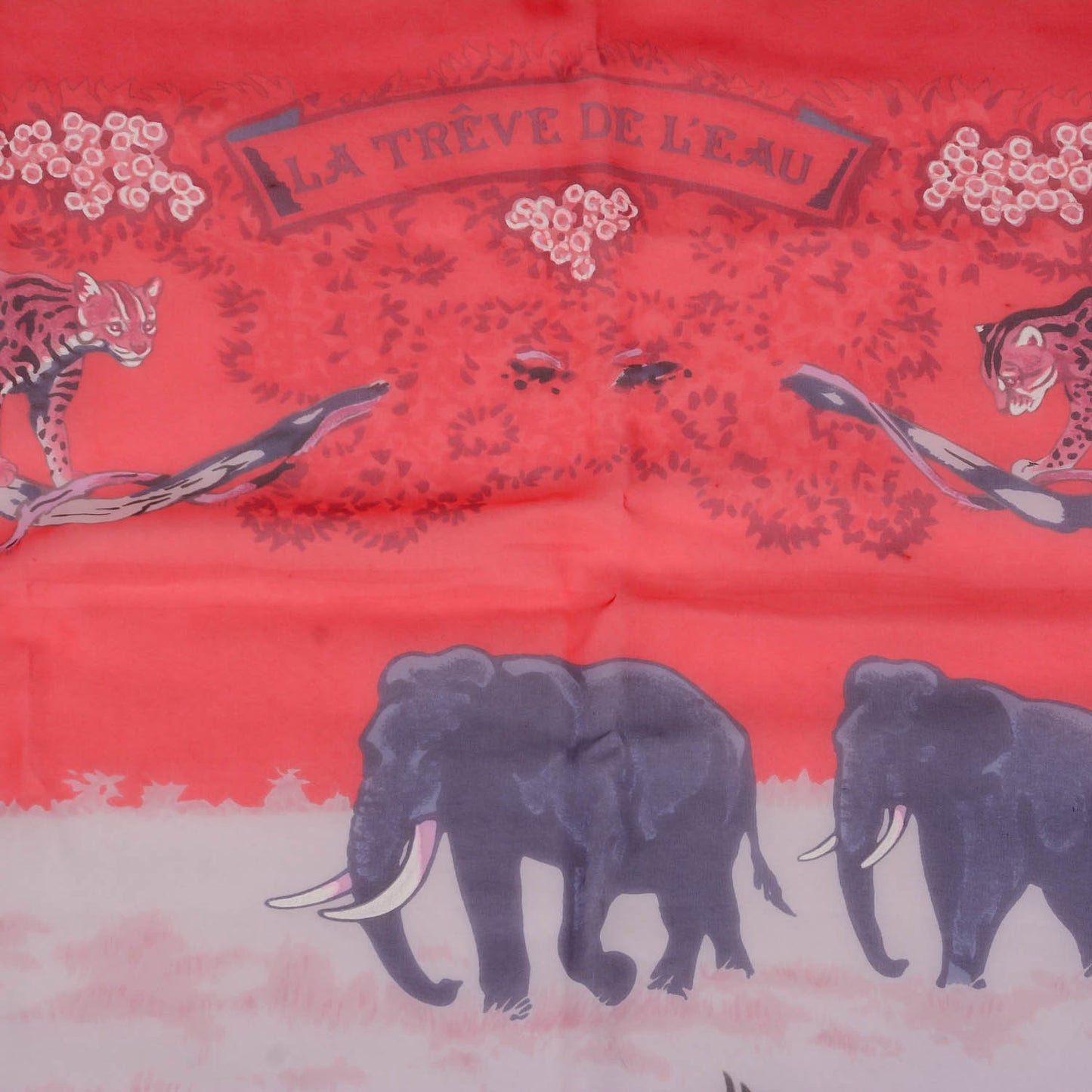 Mousseline Silk La Treve De L'eau Scarf 140 Rouge Vif Violine Ardoise