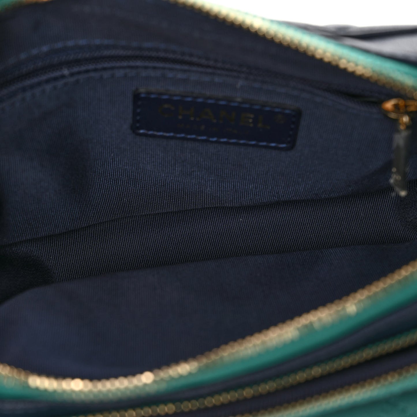 Goatskin Quilted Tri-Color In & Out Waist Bag Navy Turquoise Pink