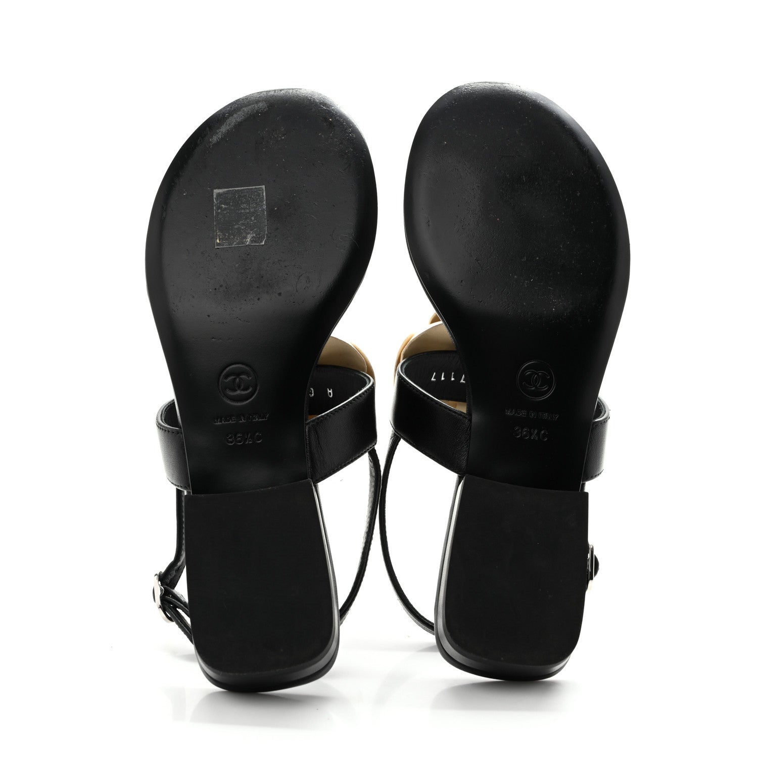 Chanel Lambskin Camellia Thong Sandals 36.5 Black White 6 of 10