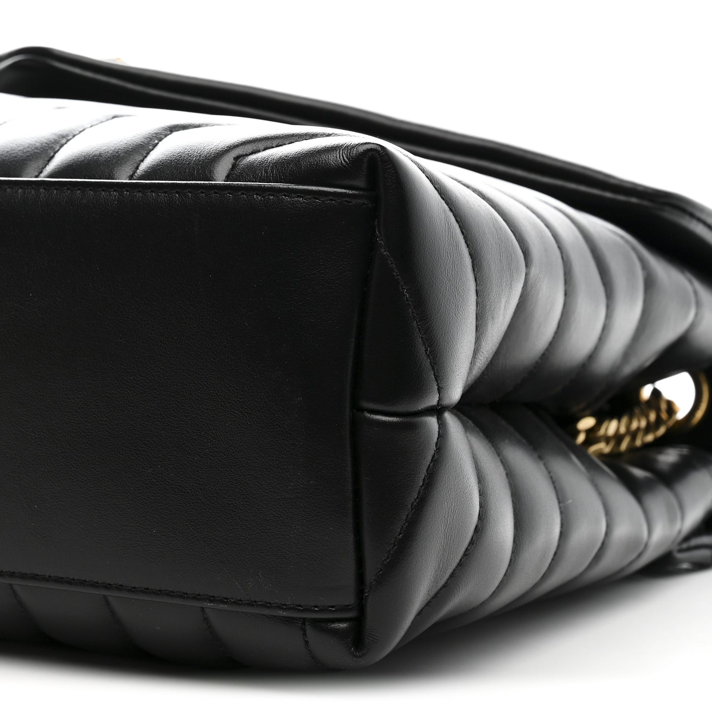 Calfskin Y Quilted Monogram Medium Loulou Chain Satchel Black