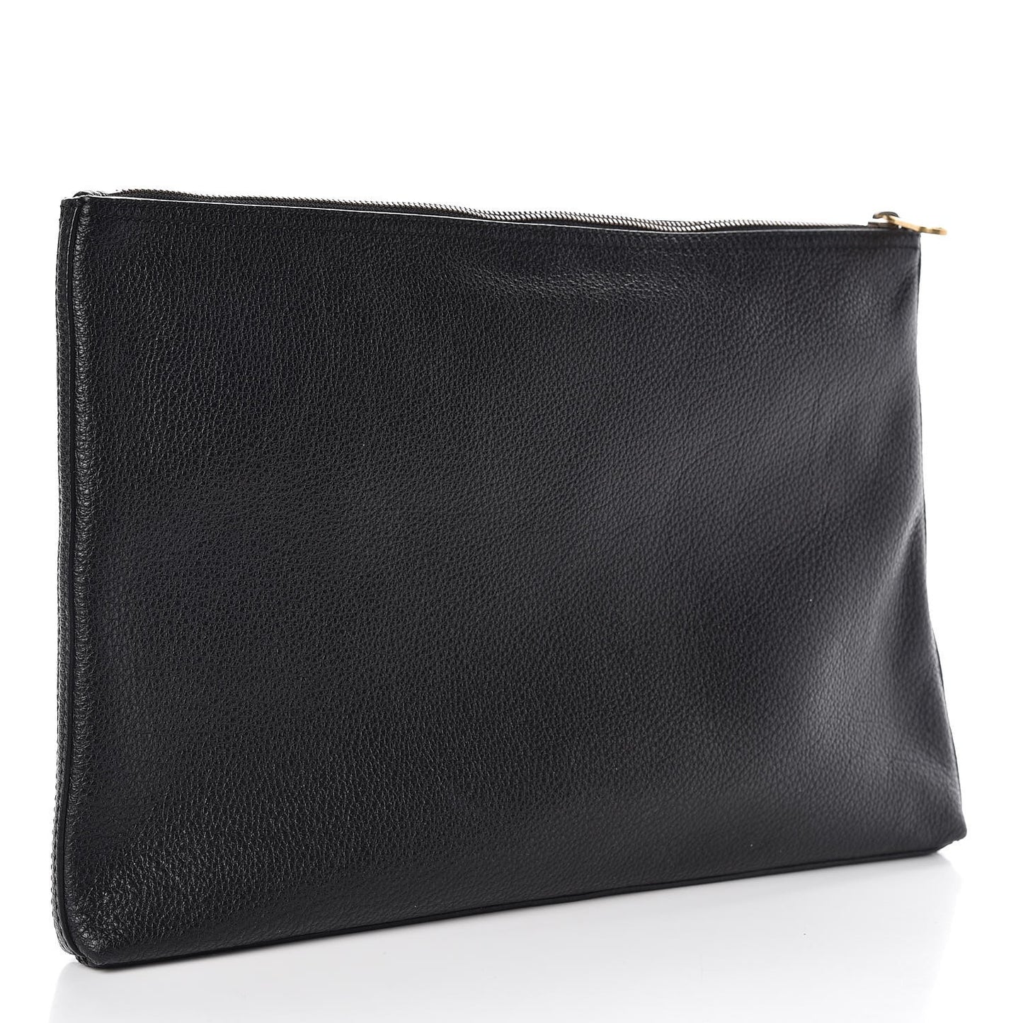 Pebbled Calfskin Large Logo Portfolio Clutch Black