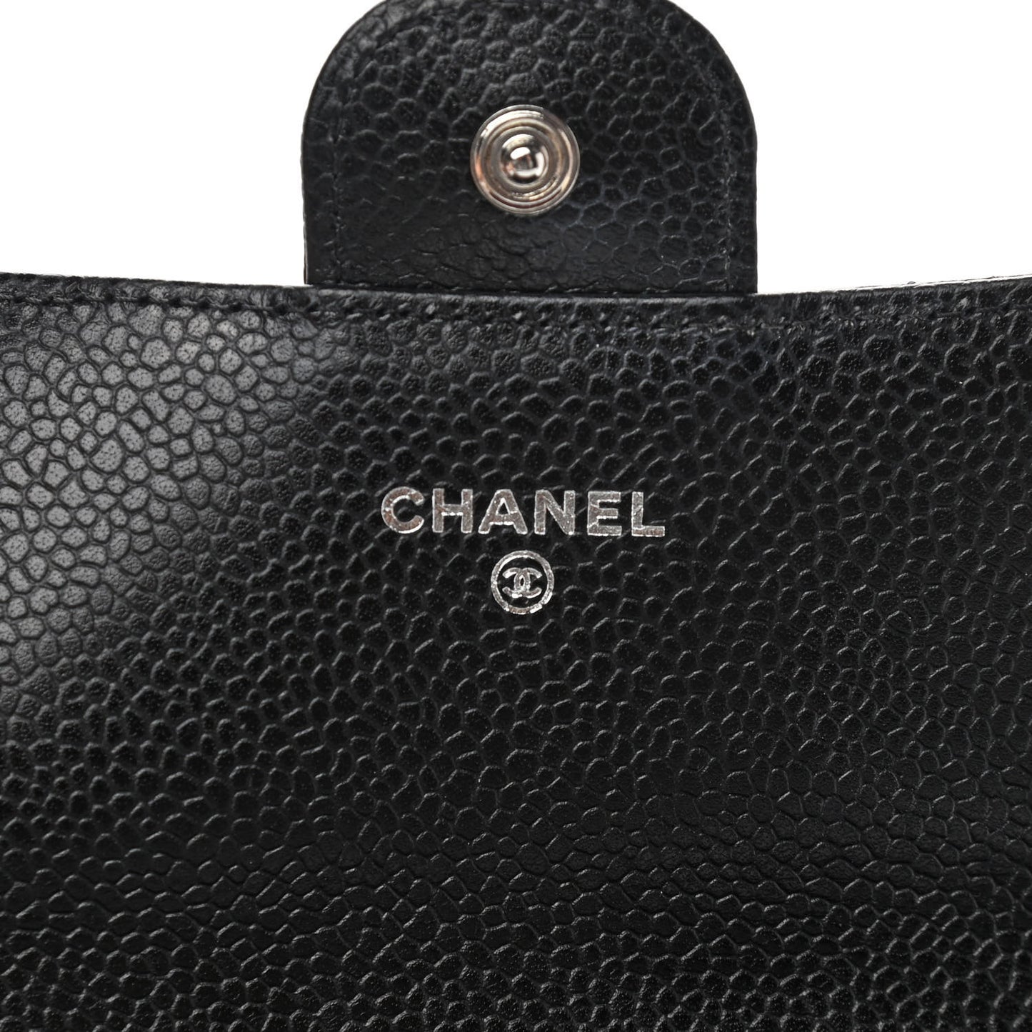 Caviar Quilted Large Gusset Flap Wallet Black