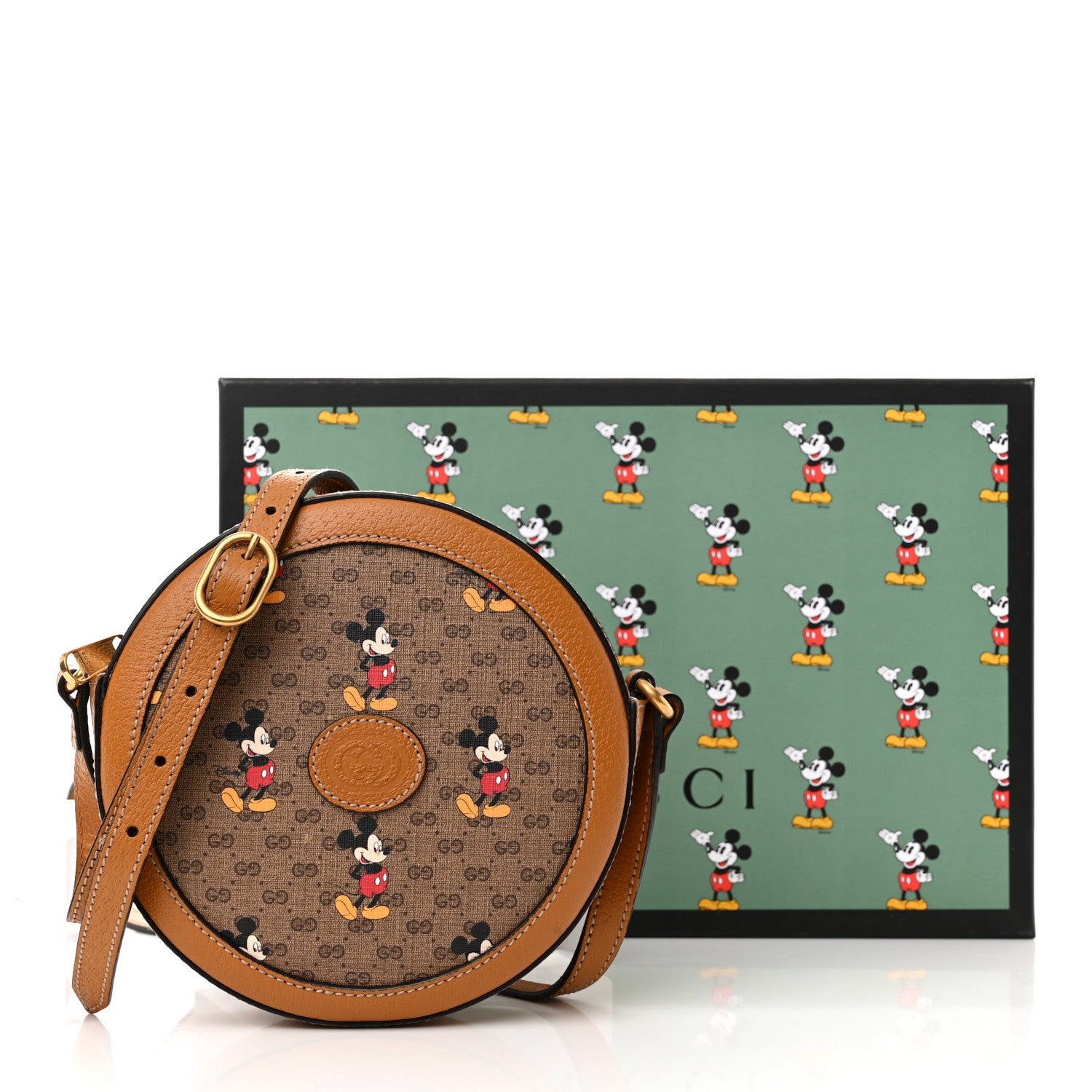 Gucci X DISNEY Mini Vintage GG Supreme Monogram Mickey Mouse Round Shoulder Bag Beige Vintage Sun Oil 11 of 11