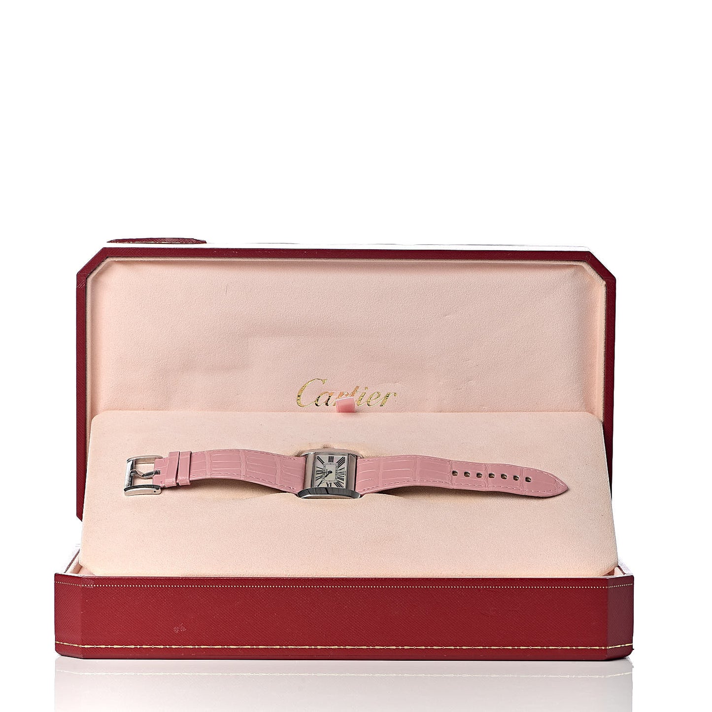 Stainless Steel Crocodile Mother of Pearl 38mm Tank Divan Quartz Watch Pink