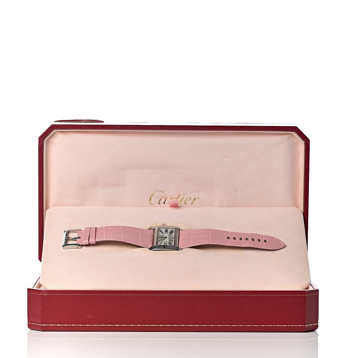 Cartier Stainless Steel Crocodile Mother of Pearl 38mm Tank Divan Quartz Watch Pink 10 of 10