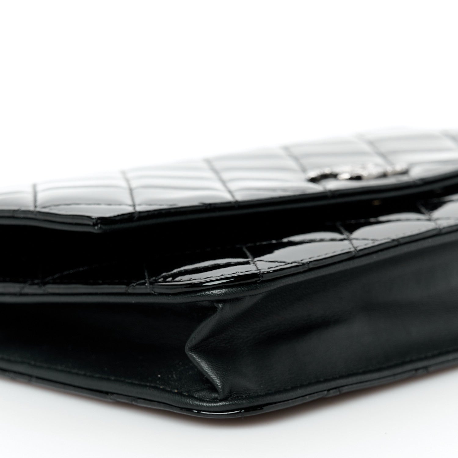 Chanel Patent Quilted Brilliant Wallet On Chain WOC Black 10 of 12