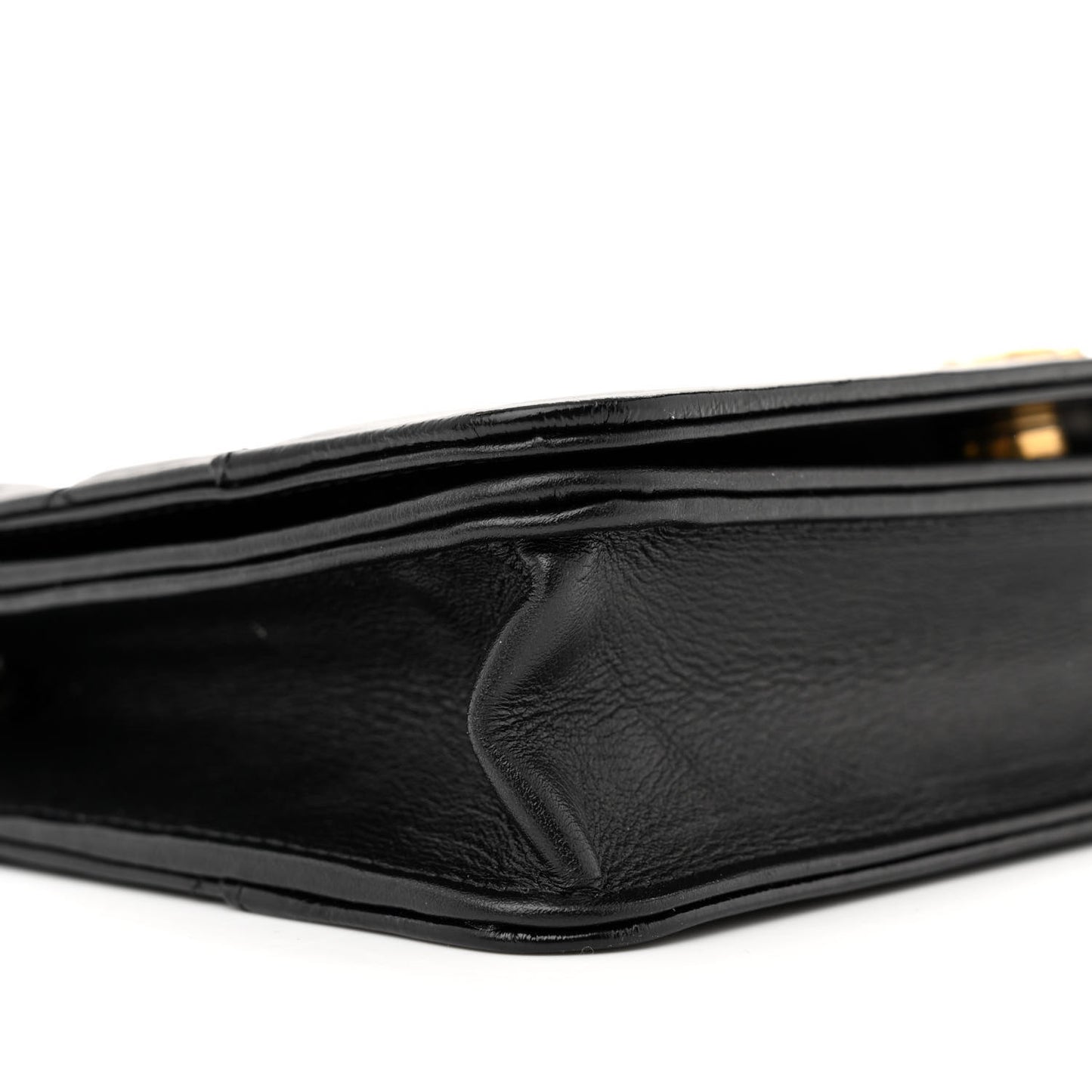 Aged Calfskin Quilted Gabrielle Wallet On Chain WOC Black