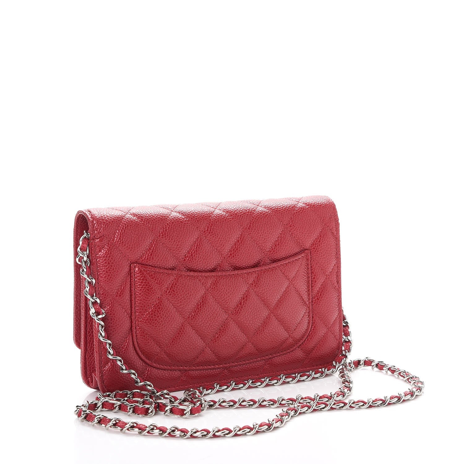Chanel Caviar Quilted Wallet On Chain WOC Dark Pink 3 of 9