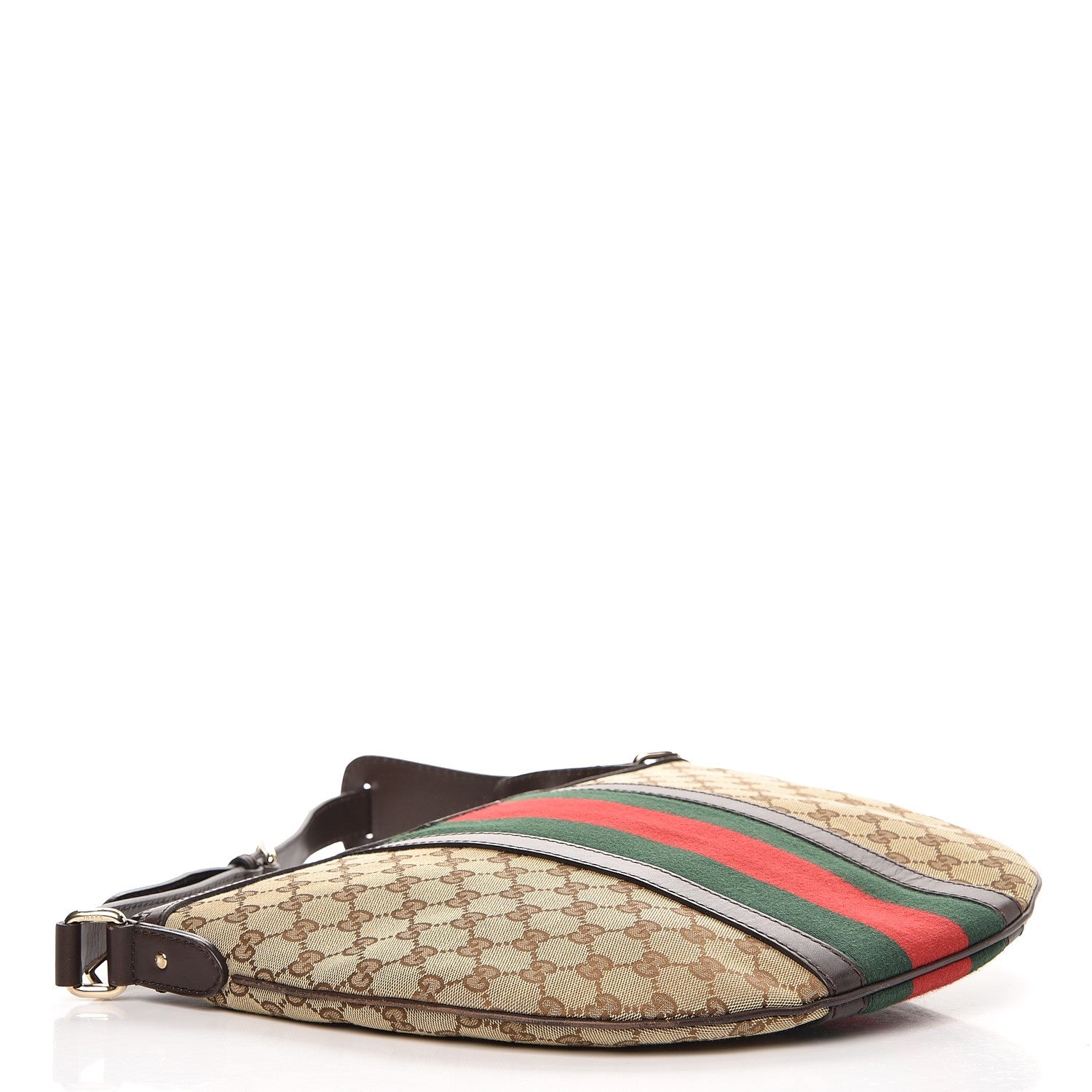 Gucci Monogram Vintage Web Medium Half Moon Hobo Dark Brown 4 of 11