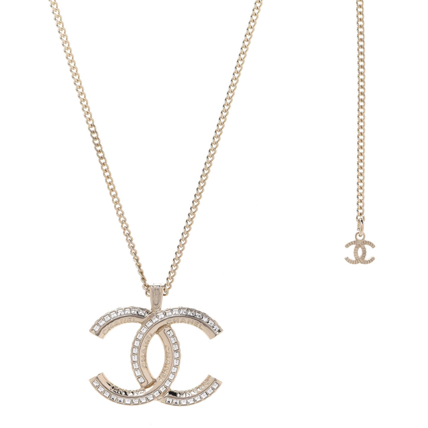 Crystal CC Chain Necklace Gold
