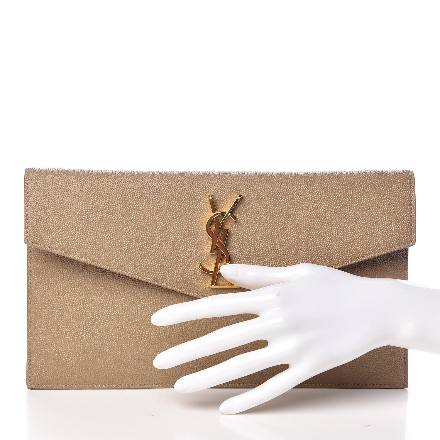 Saint Laurent Grain De Poudre Uptown Pouch Dark Latte 2 of 8
