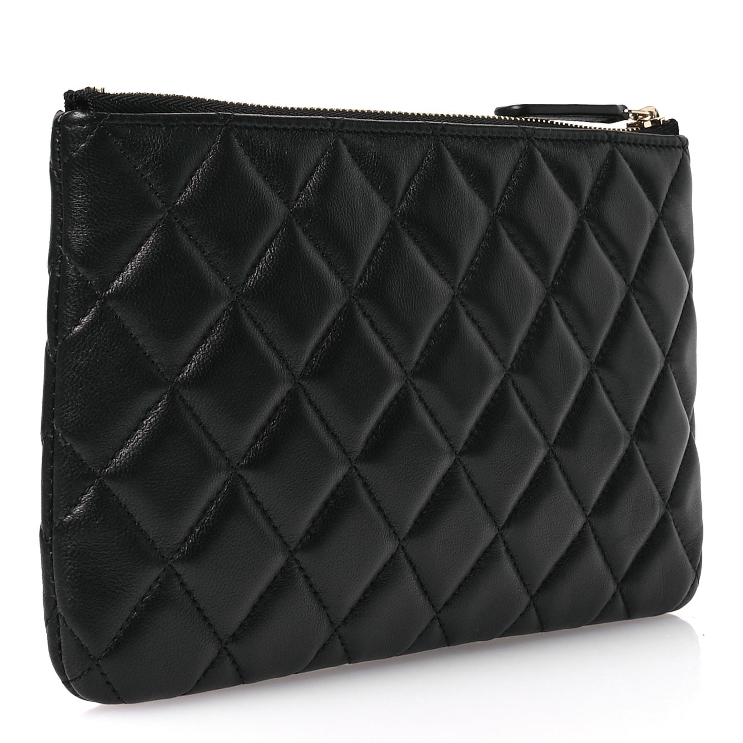 Lambskin Quilted Pearl CC Small Pouch Black