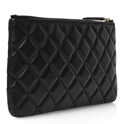 Chanel Lambskin Quilted Pearl CC Small Pouch Black 3 of 7